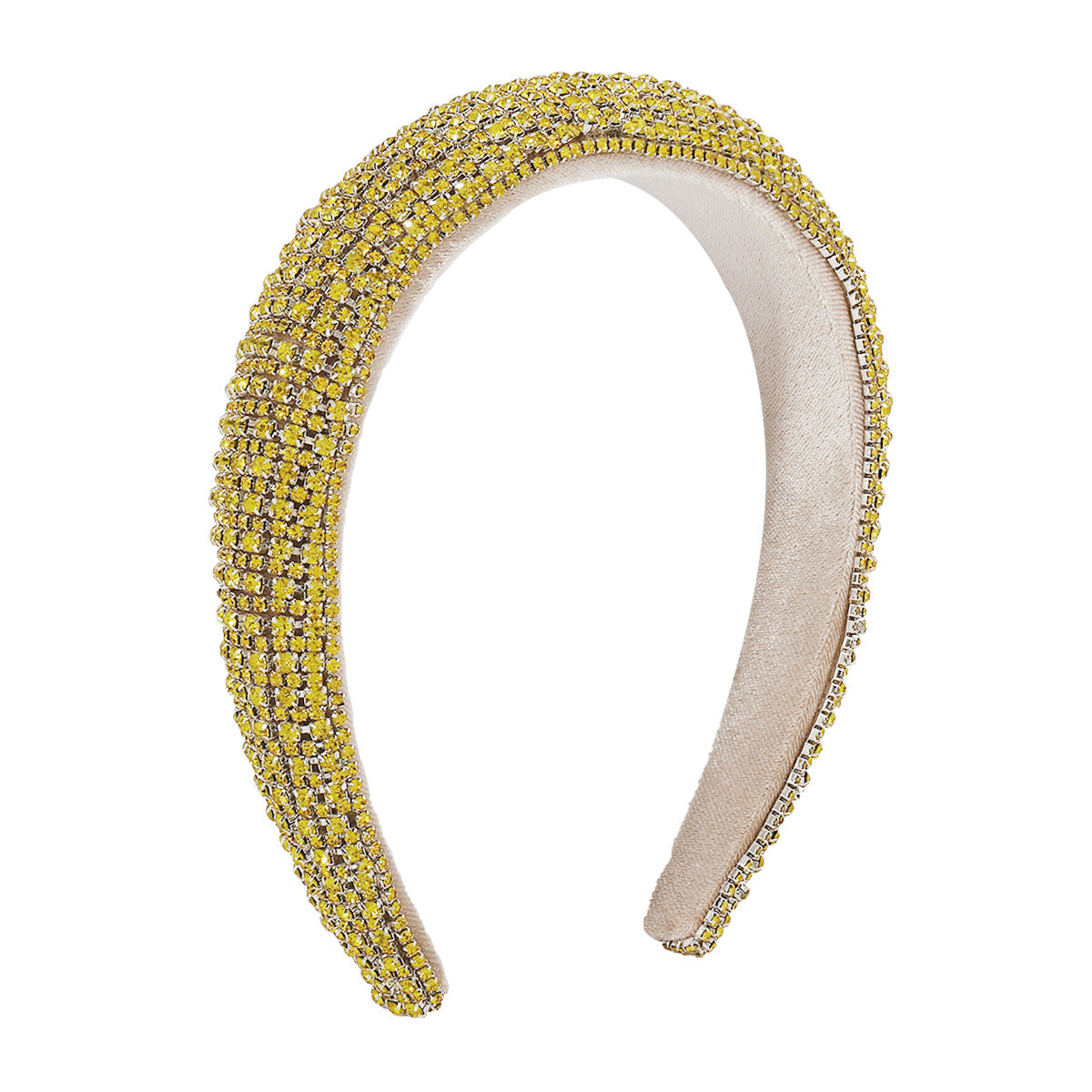 F396 Light Luxury Baroque Geometric Headband Thick Sponge Full Drill Temperament Headband High Skull Top Personalized Hair Accessories