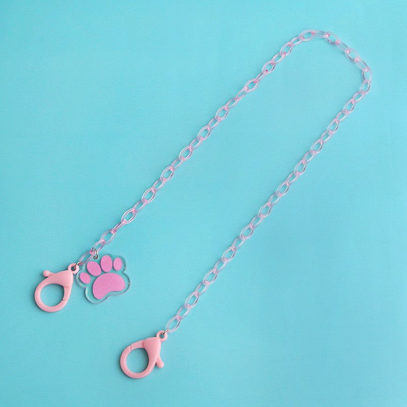 Children's mask chain glasses chain cartoon bear claw color transparent acrylic mask chain anti-lost lanyard 48cm