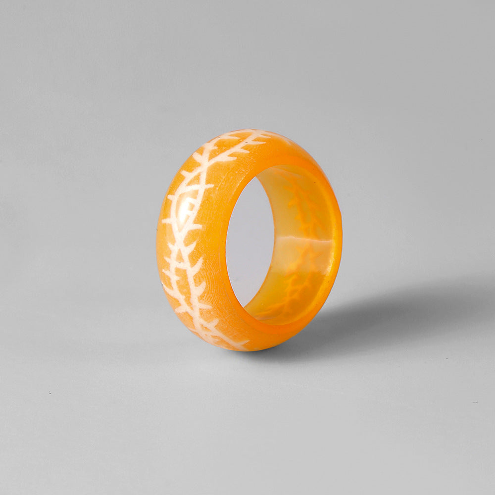 Simple fashion trend thorn pattern Mori resin luminous ring