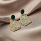 Ins geometric fashion hollow heart gravel earrings retro original stone drop oil earrings stone ear jewelry female