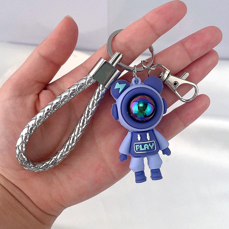 Violent lightning bear cartoon key chain couple school bag doll key pendant bag pendant car key