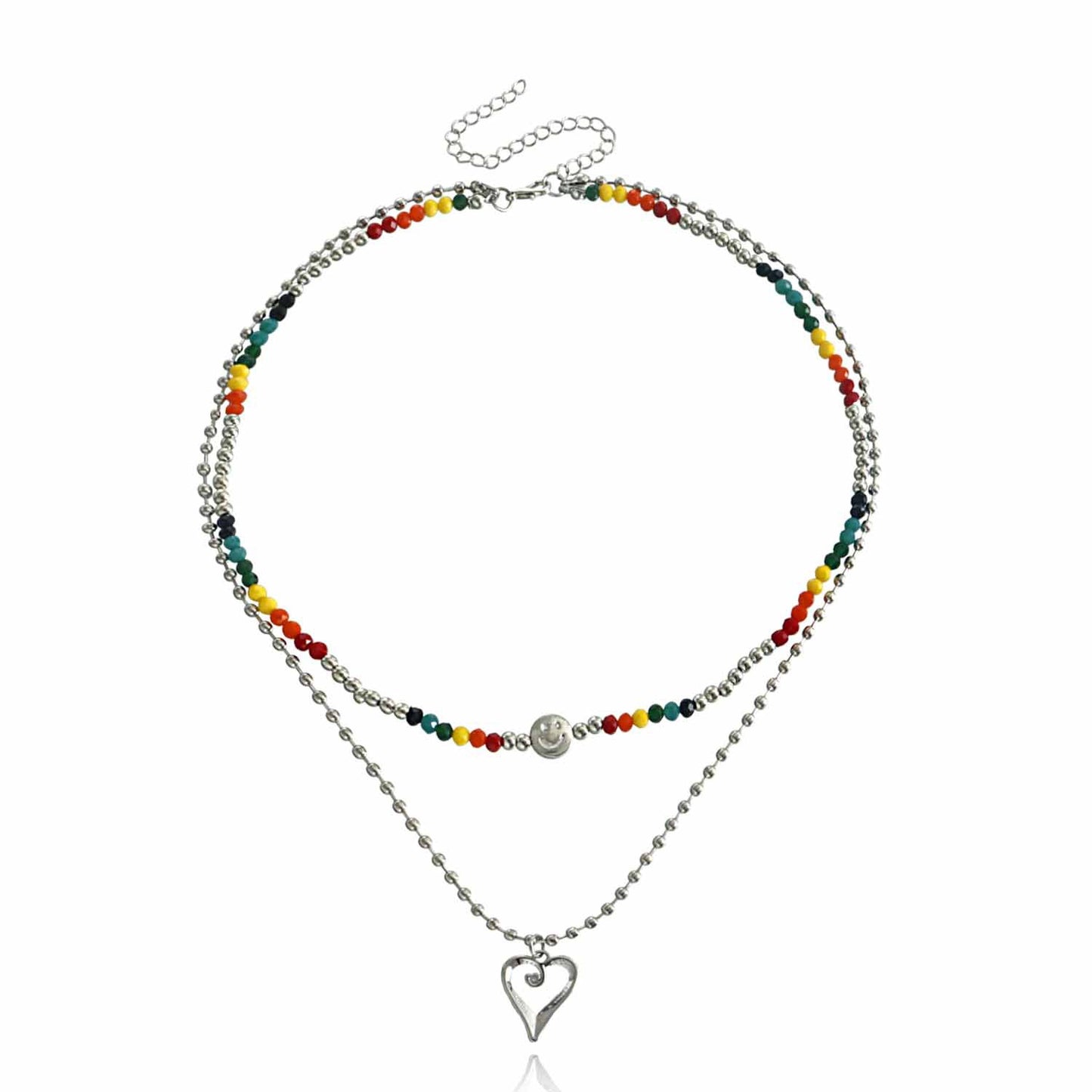 Explosive product hollow heart smiley face beaded necklace bracelet female niche high-end necklace light luxury jewelry