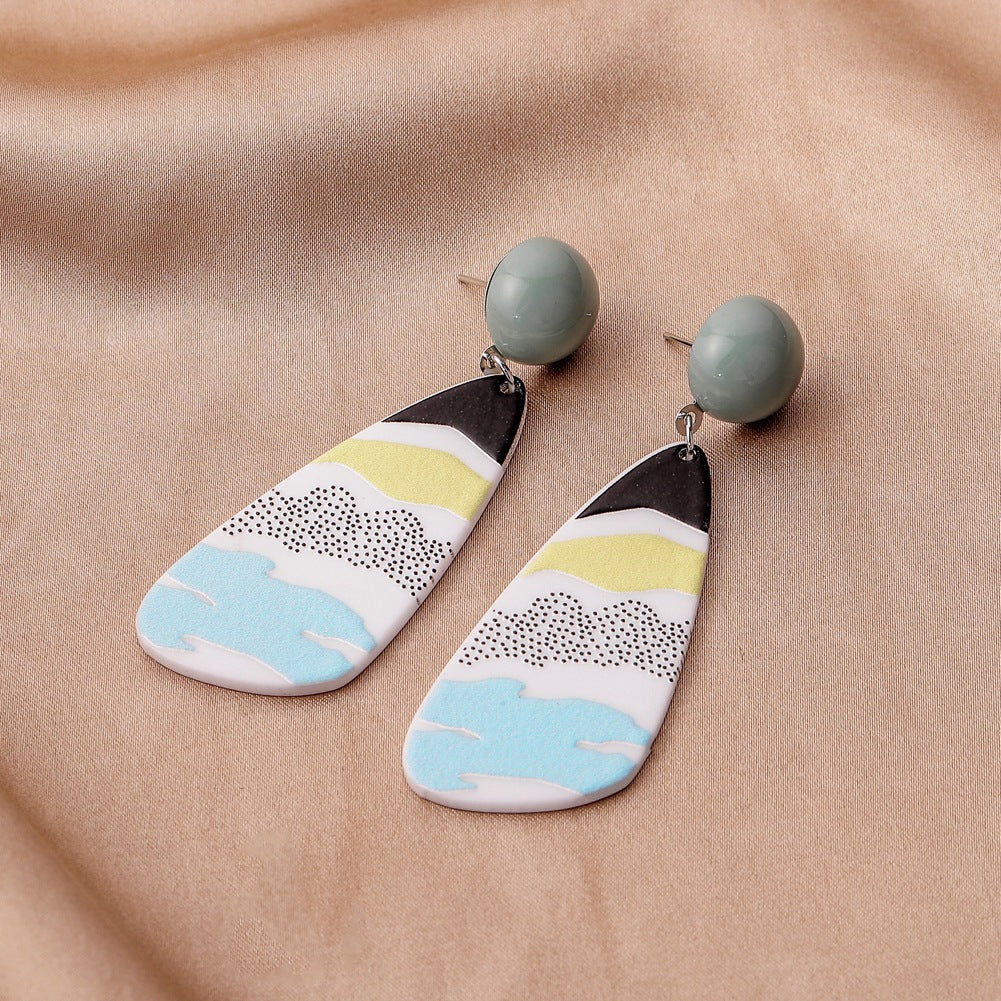 Original geometric acrylic plate graffiti earrings art abstract painting exaggerated temperament earrings