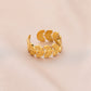 Fashion personality adjustable love stainless steel open ring simple feather leaf heart-shaped ring jewelry