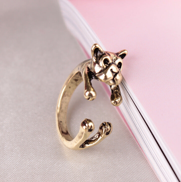 Cute Animal Open Ring Fashion Personality Exaggerated Puppy Cat Elephant Ring Creative Hand Jewelry