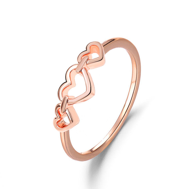 ins simple hollow love ring female fashion temperament niche design metal geometric heart-shaped index finger ring