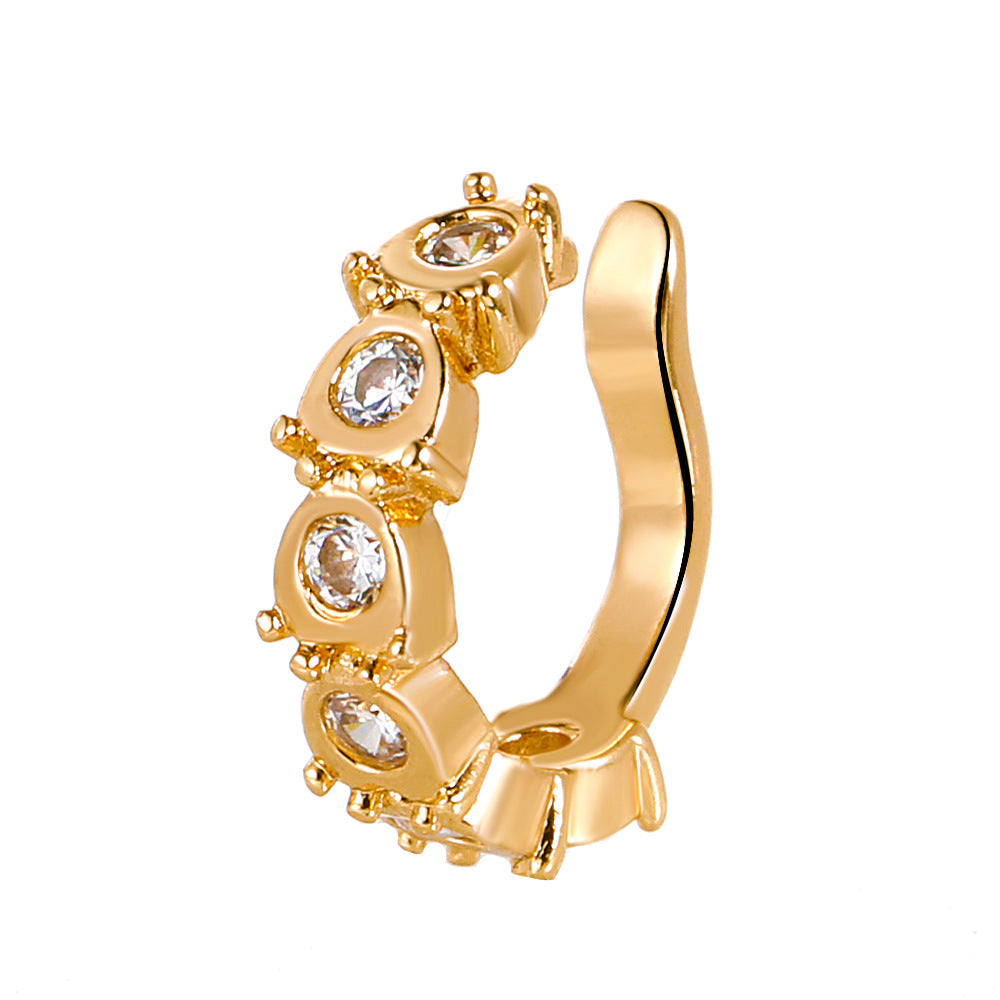 Simple zircon hole-free ear clip fashion retro geometric C-shaped ear bone clip niche design temperament earrings women