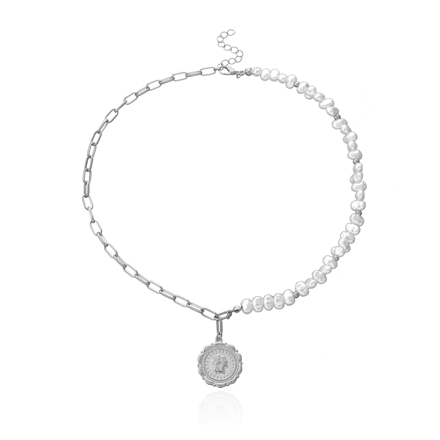 Jewelry Pearl Embossed Queen Pendant Necklace Female Creative Personality Fashion Lace Disc Necklace