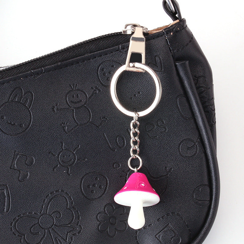 Creative cartoon color small mushroom key chain bag mobile phone car key ring pendant cartoon mushroom pendant