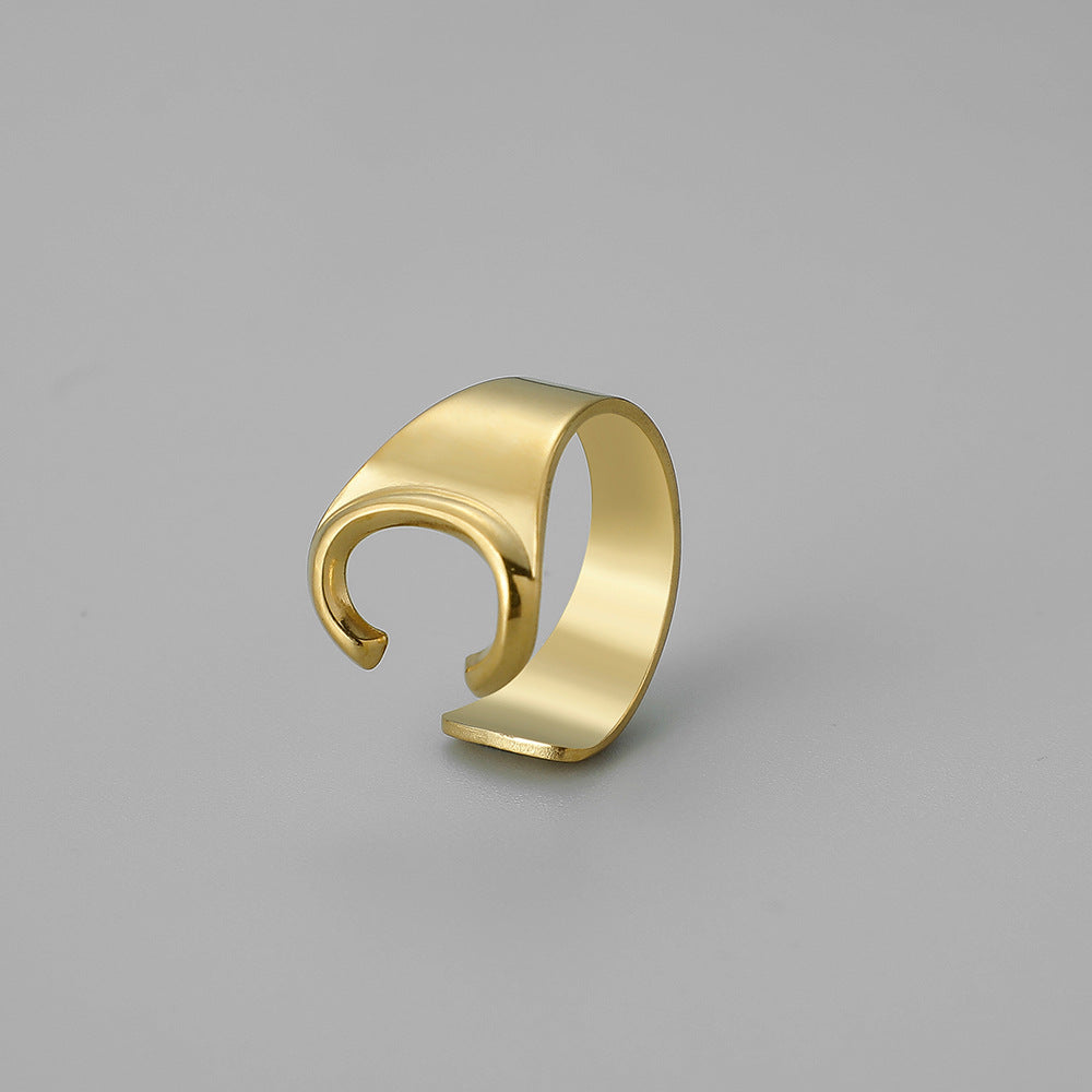 English 26-letter steel peptide ring niche design stainless steel gold-plated cold opening finger jewelry