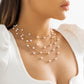 Jewelry Temperament Baroque Shaped Imitation Pearl Necklace Simple Cold Metal Chain Necklace