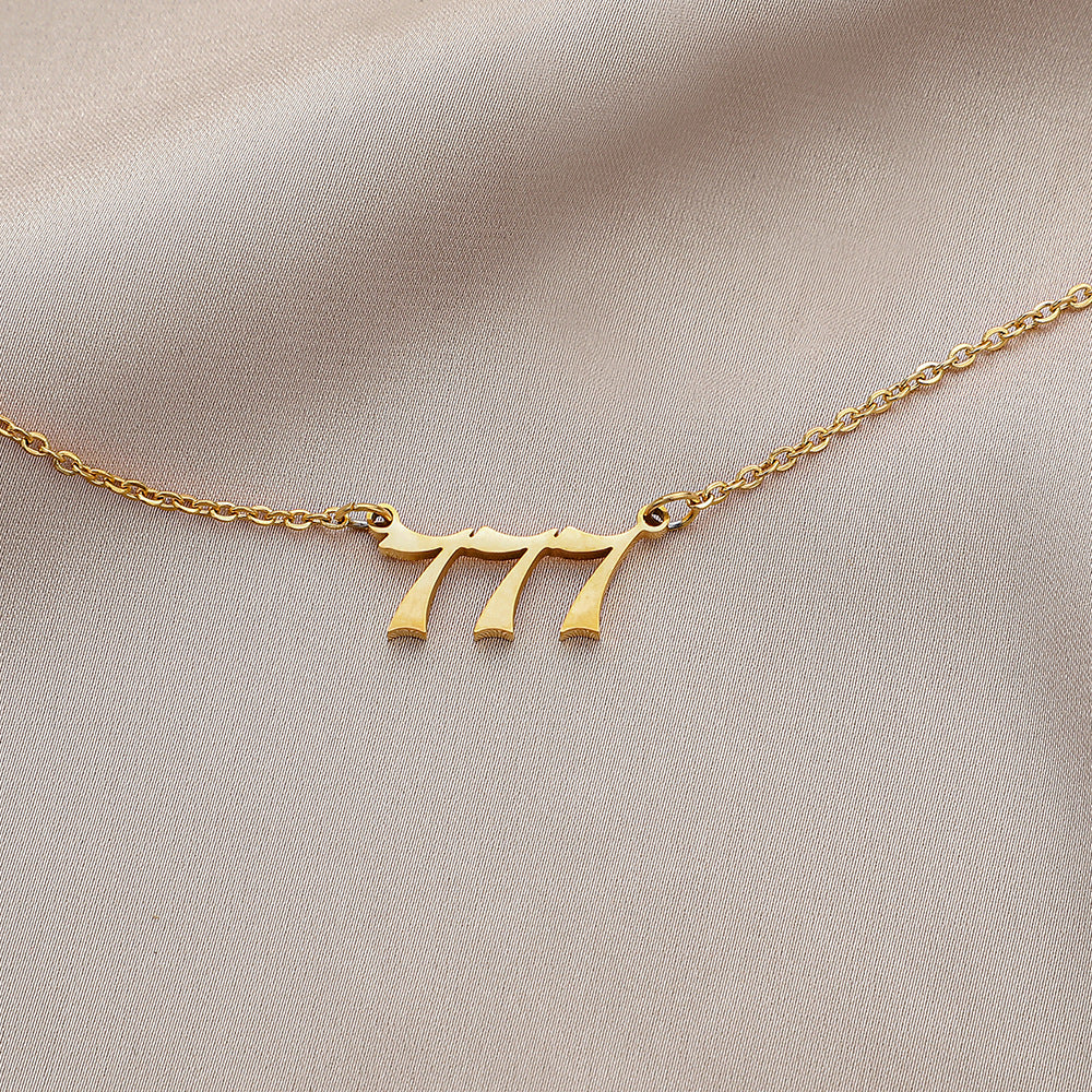 Explosive Angel Number 111999 Stainless Steel Cut Necklace Number Titanium Steel Real Gold Pendant