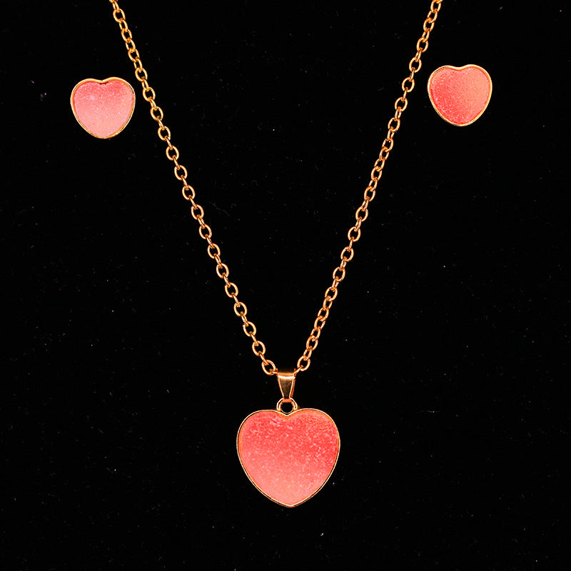 Explosive Fashion Earrings Necklace Set Jewelry Female Candy Gradient Pendant Sweet Earrings Jewelry