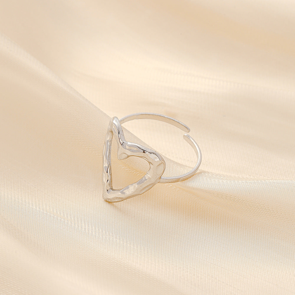 Fashion Simple Versatile Stainless Steel Ring Irregular Open Ring Ladies Ring Jewelry
