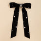 Big bowknot velvet all-match spring clip simple top clip sweet imitation pearl ribbon back head hair clip hair accessories