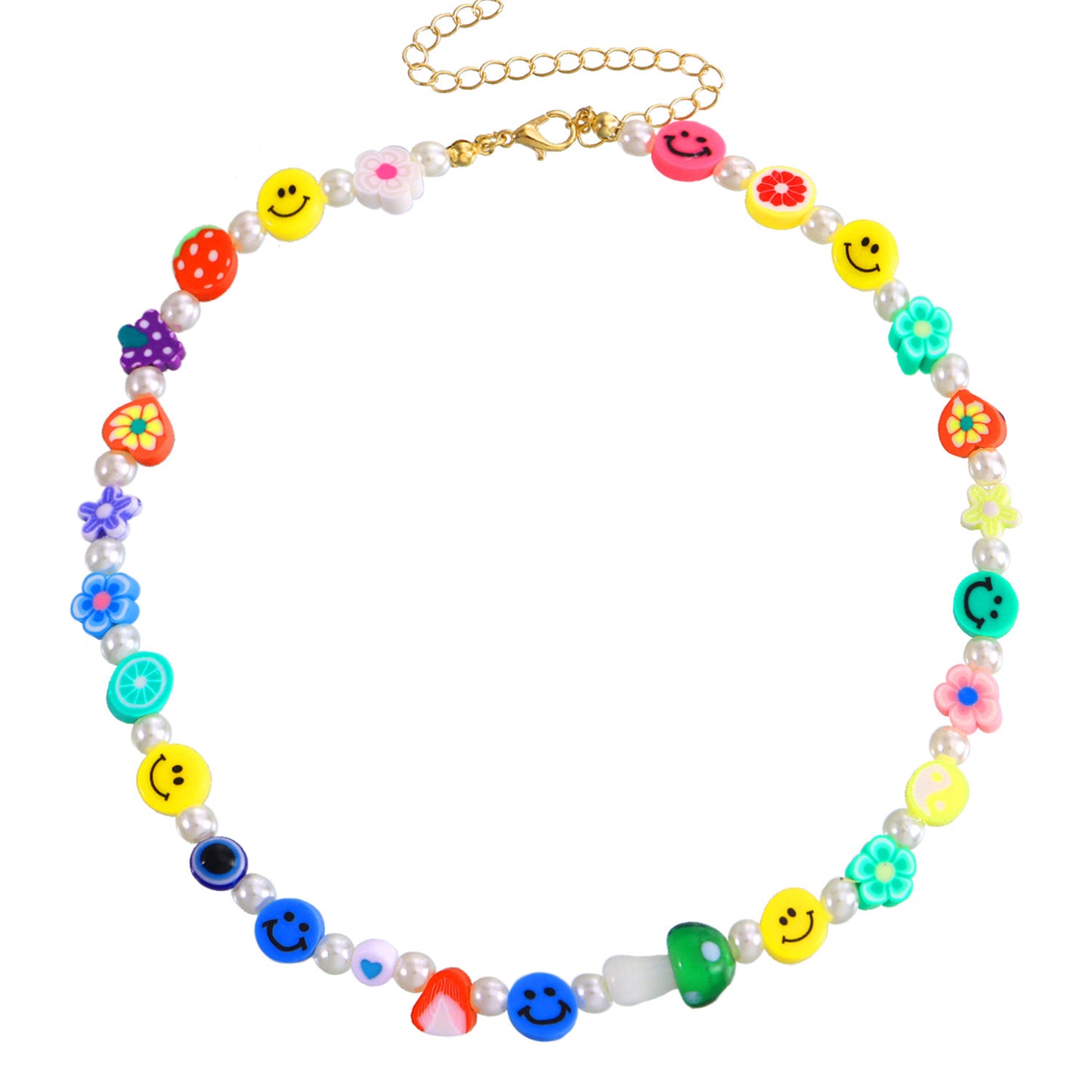 Jewelry multi-element soft pottery resin pearl necklace choker set necklace