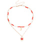 Jewelry bohemian mix and match color rice bead crescent moon devil's eye pendant necklace female