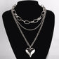 in Peach Heart Necklace Retro Heart Pendant Stacked Design Sense of Clavicle Chain Coat Sweater Chain