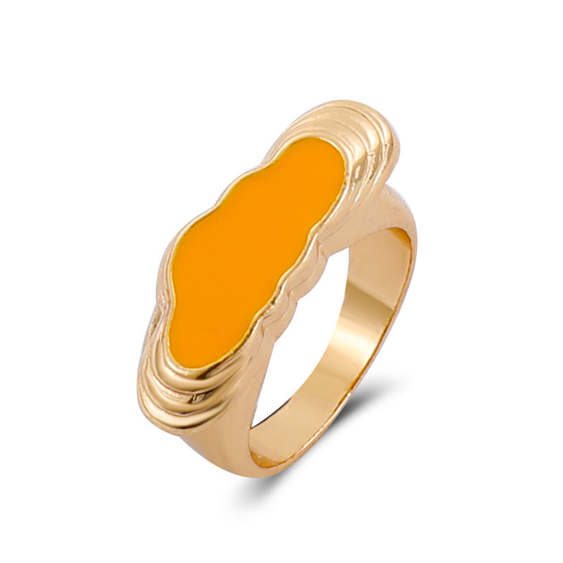 Ins fashion simple love flower ring personality cute metal geometric fun index finger ring