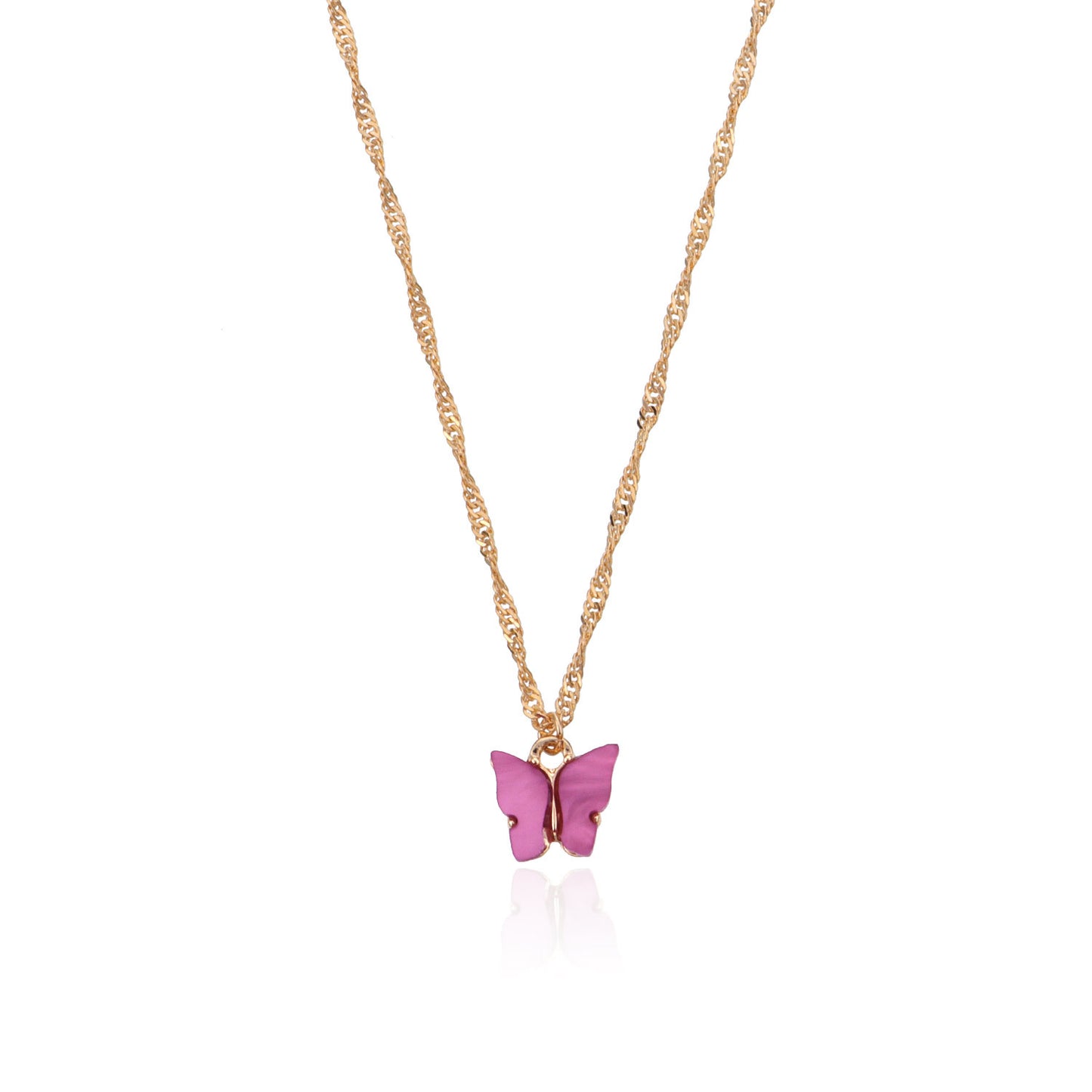 Jewelry Acrylic Colorful Butterfly Pendant Necklace Ladies Geometric Simple Hemp Rope Chain Necklace