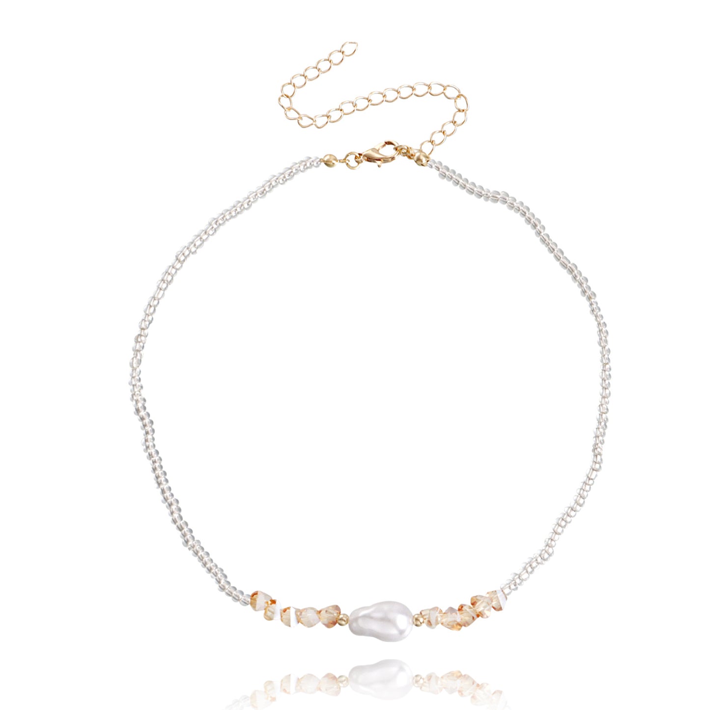 Jewelry Bohemian Small Rice Bead Crystal Imitation Pearl Necklace Necklace Women's Necklace Doesn't Fade