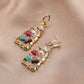 Geometric Pearl Color Gravel Earrings Heart Hollow Ear Studs Retro Temperament Fashion Trendy Earrings