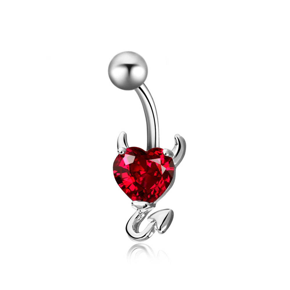 Fashion zircon heart navel ring simple devil navel nail navel decoration body piercing jewelry