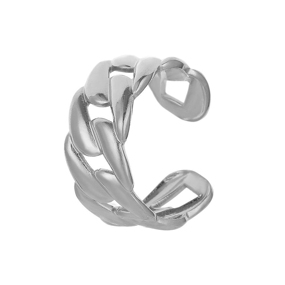 Jewelry niche design sense stainless steel color painting oil twist chain open ring