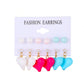 Ins color butterfly heart earring set fashion pearl flower mushroom earring six-piece set trendy