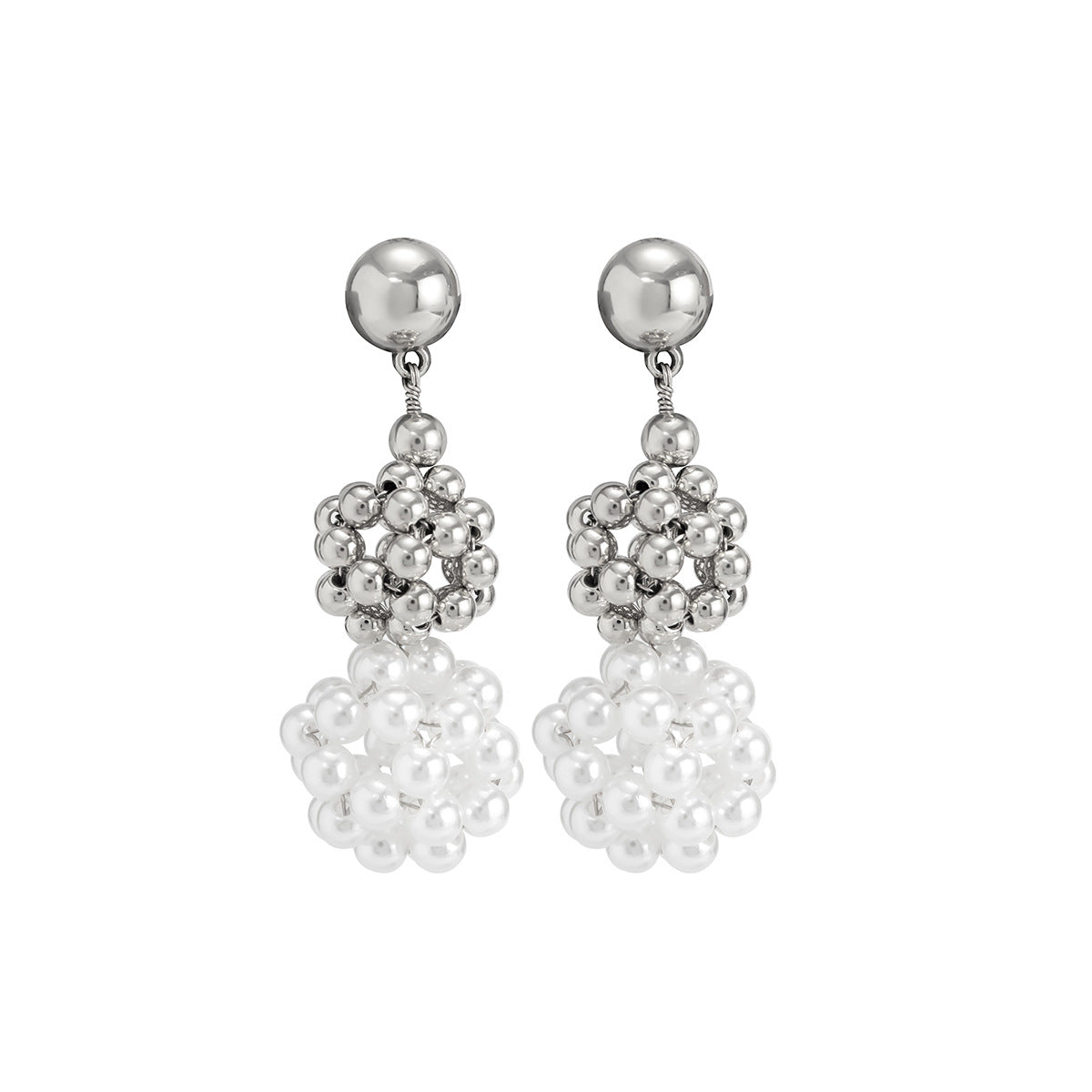 Jewelry Temperament Retro Xiaoxiang Imitation Pearl Earrings Niche Design Beaded Metal Earrings