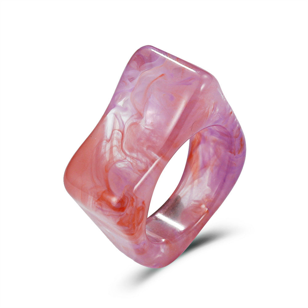 Summer square acrylic ring ins with the same transparent resin ring fashion geometric jewelry female