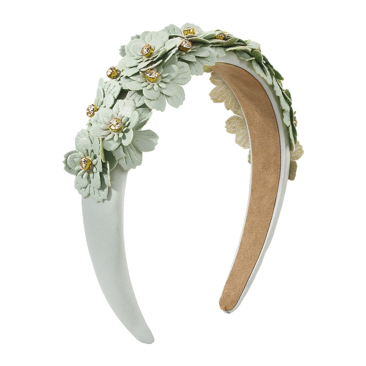 F4763 Jewelry Candy Color Sweet Leather Flower Rhinestone Headband Wide Brim Fashion Mori Headband