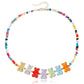Jewelry Bohemian Mixed Color Rice Beads Colorful Heart Bear Necklace Bracelet Set Cartoon Female