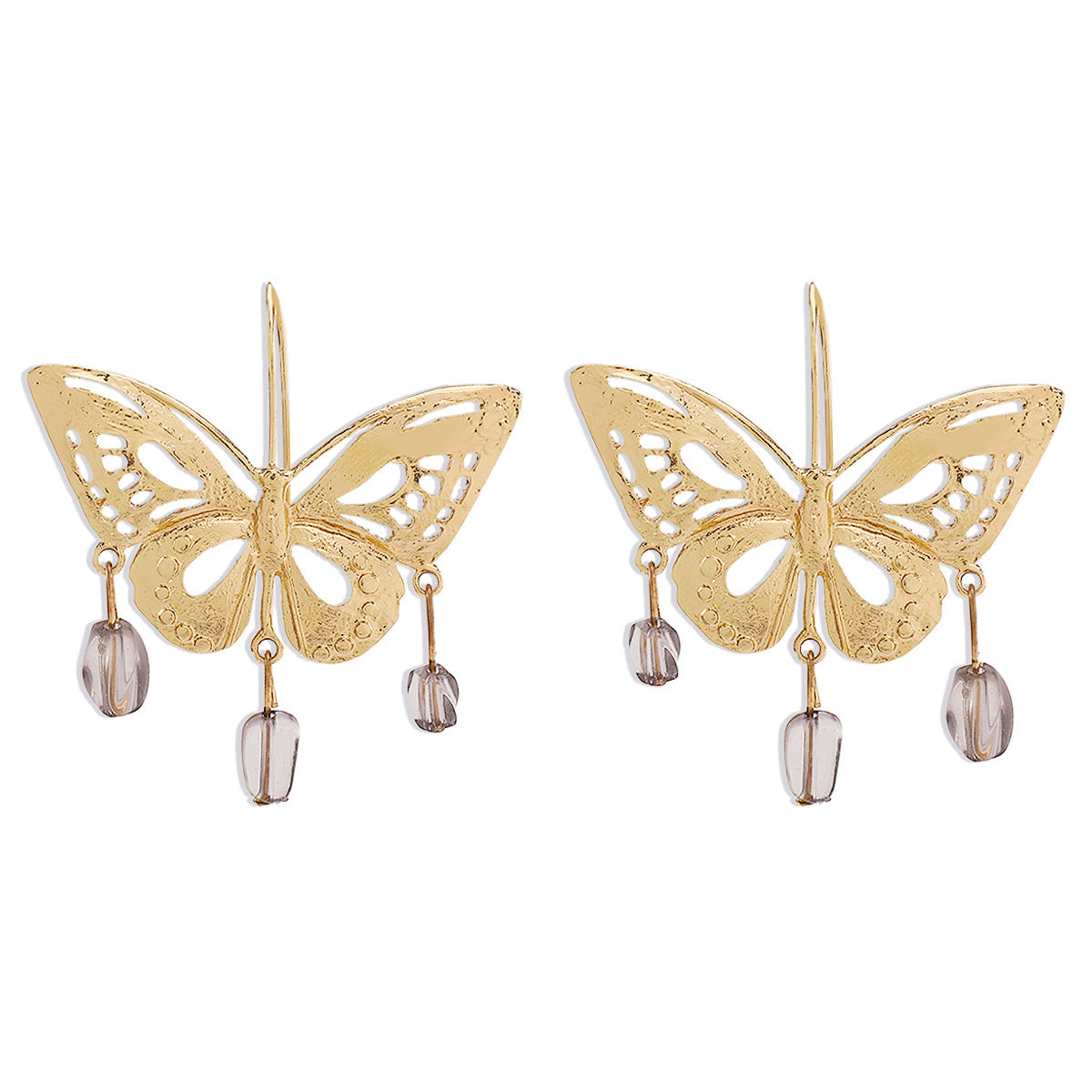 E1627 Personality Earrings ZA Butterfly Hollow Creative Fashion Earrings Metal Exaggerated Resin Earrings Female