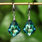 Fashion Baroque Leaf Dangle Earrings Women Silver Plated Pin Austrian Crystal Tourmaline Maple Leaf Earrings Jewelry