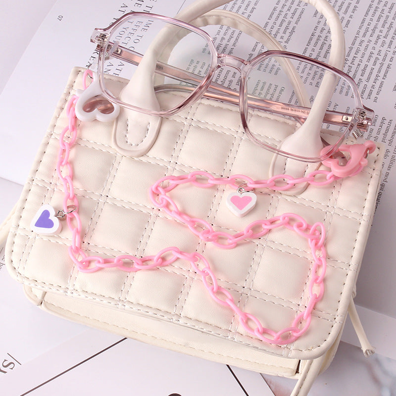 Candy Contrast Color Acrylic Mask Chain Anti-Le Soft Pottery Peach Heart Children's Glasses Chain Anti-lost Rope