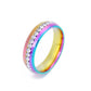 Color Diamond Couple Ring 6mm Smooth Arc Stainless Steel Ring Jewelry
