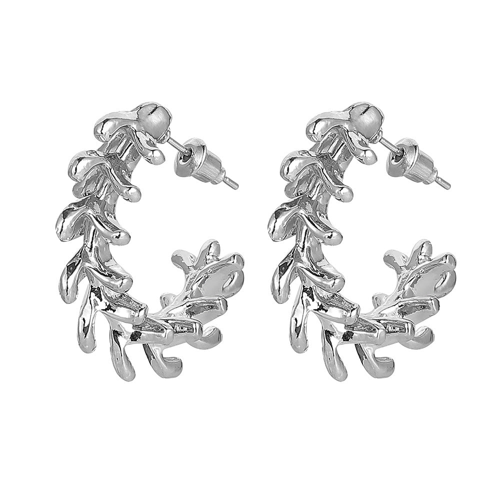 National fashion fashion creative C-shaped earrings semi-arc exaggerated keel earrings versatile geometric earrings