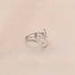 Fashion personality adjustable love stainless steel open ring simple feather leaf heart-shaped ring jewelry