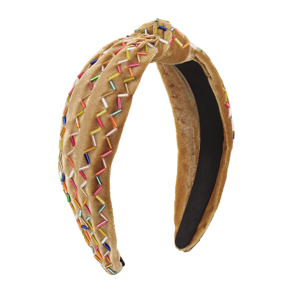 F4781 velvet hand-sewn headband pure color wide-brimmed knotted sweet retro resin headband female