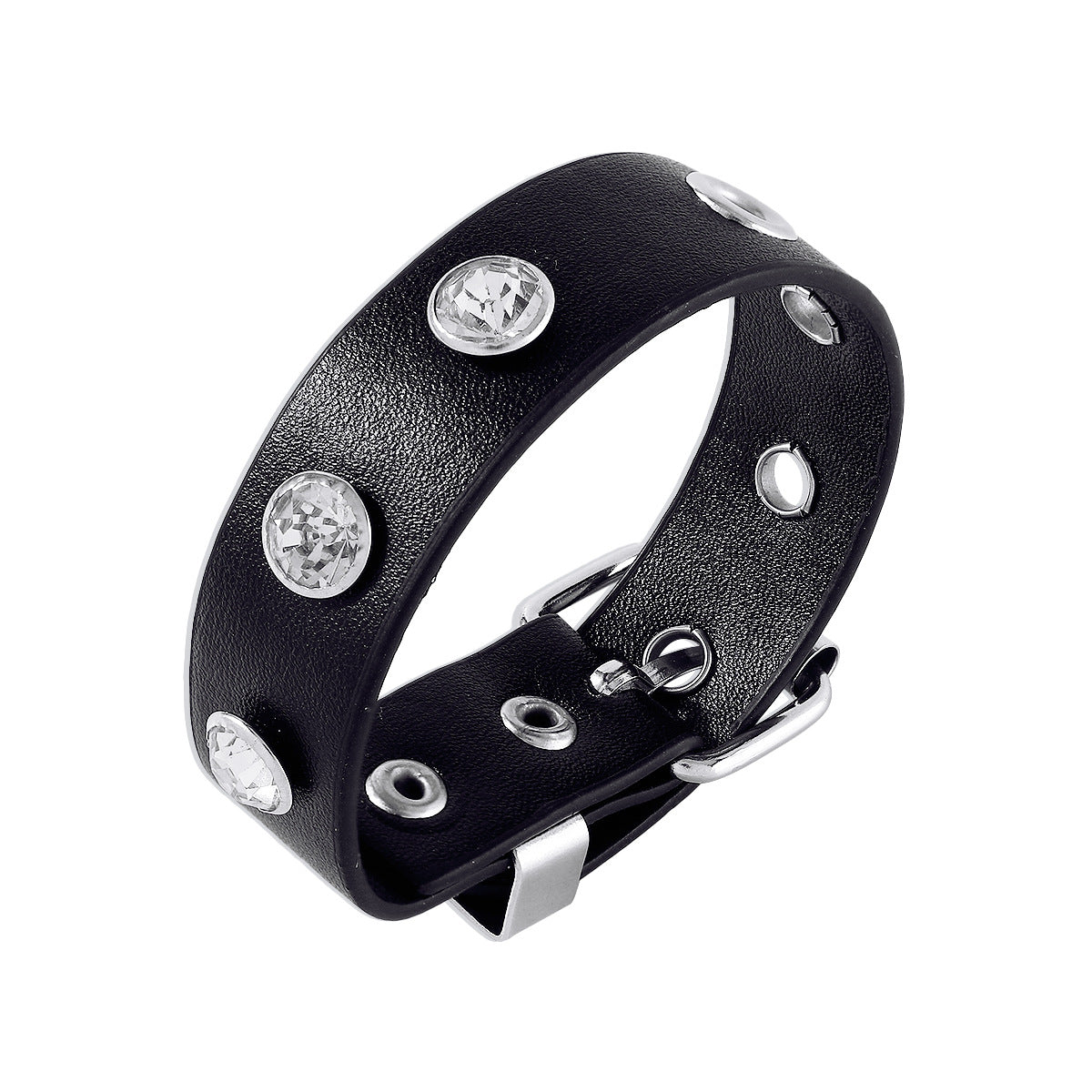 B1985 Jewelry Niche Punk Hip Hop Leather Bracelet Skull Butterfly Heart Rhinestone Bracelet