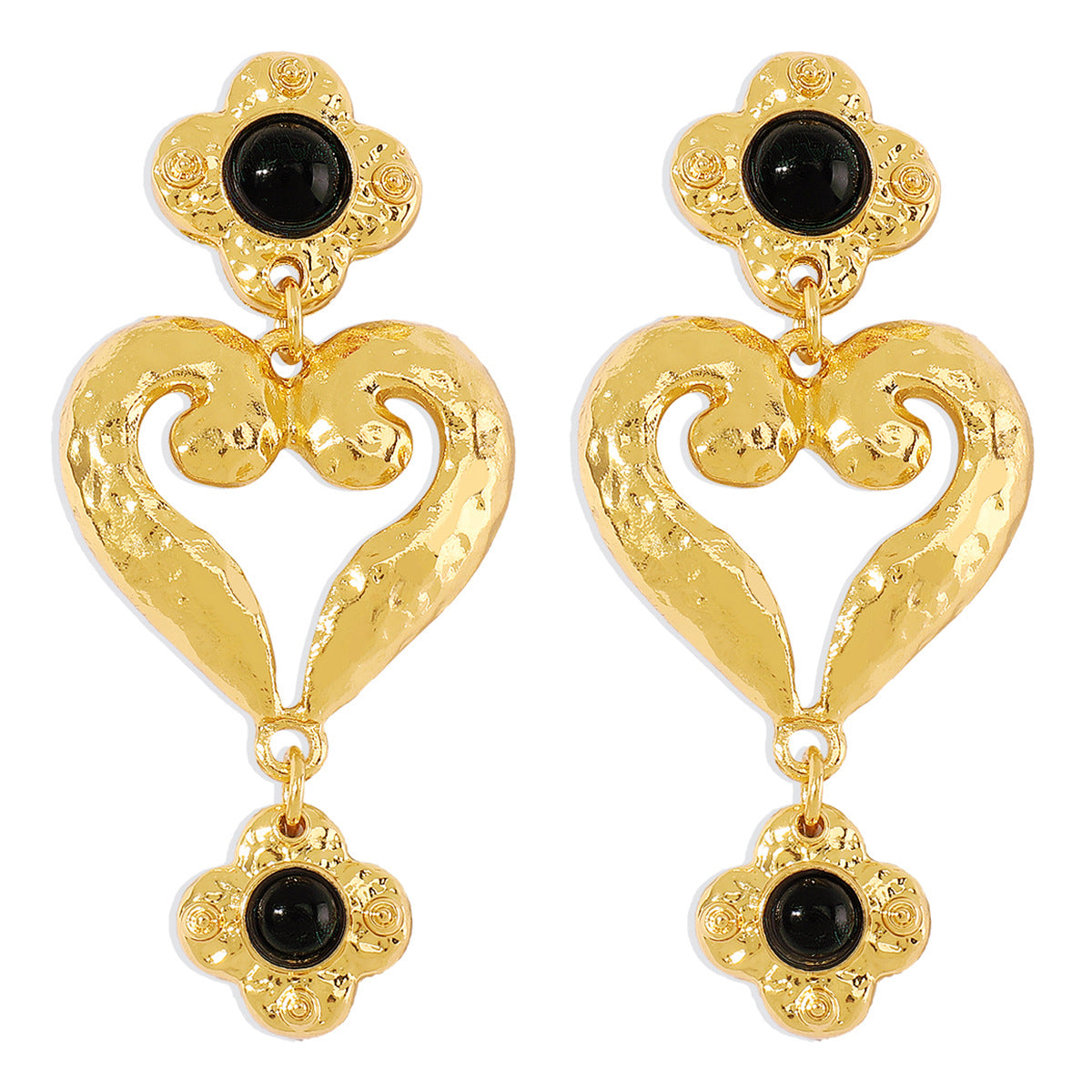E1118 French temperament symmetrical geometric love rhinestone earrings medieval retro vintage earrings