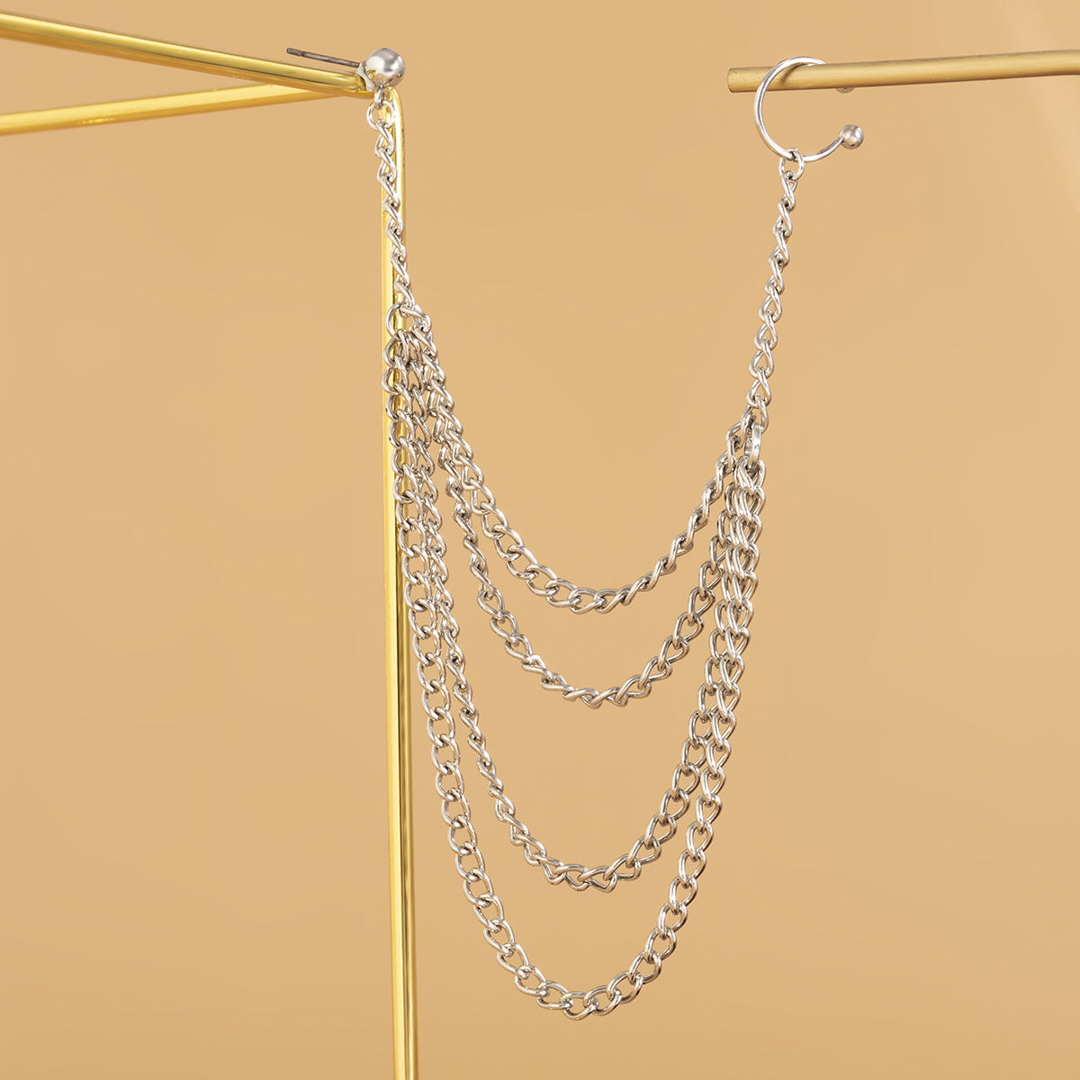 Jewelry punk punch-free iron chain tassel nose nails nose ring earrings one-piece piercing nose decoration