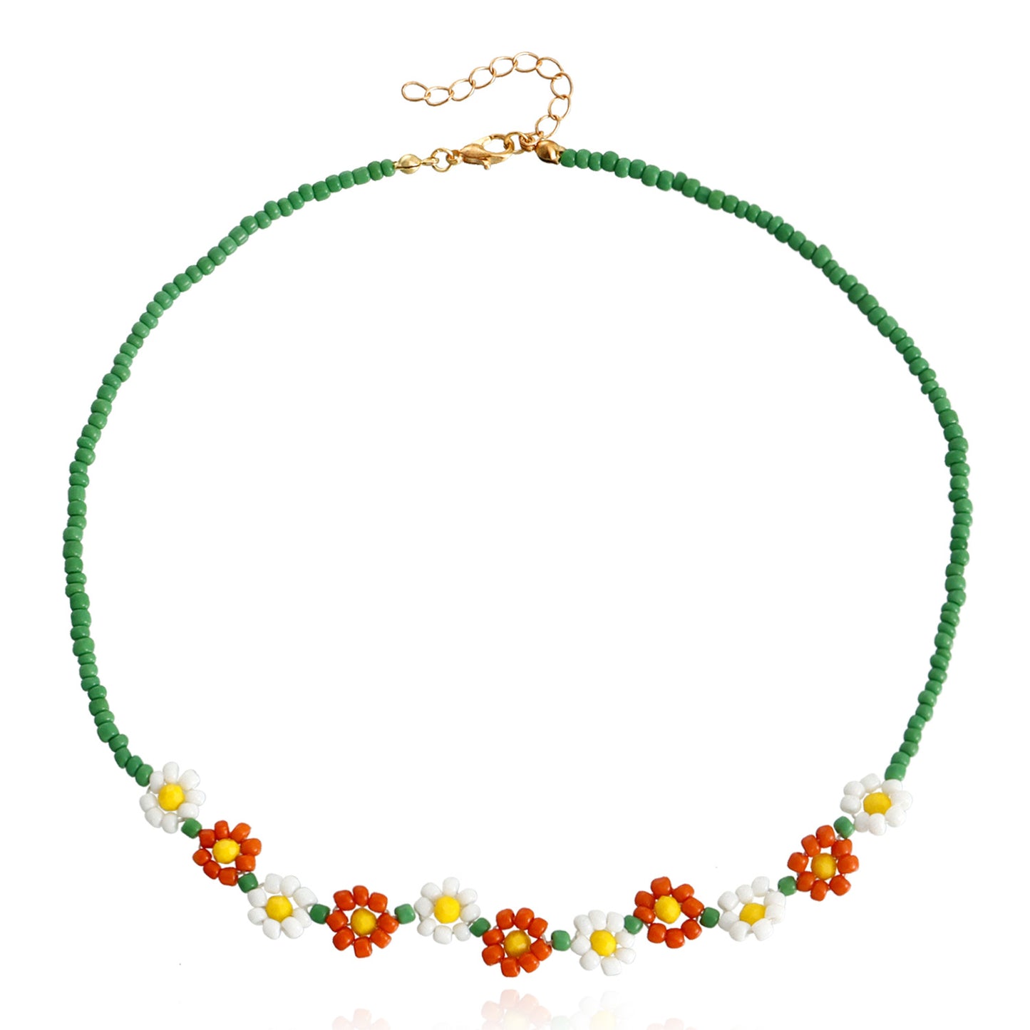 Jewelry Bohemian Daisy Contrast Color Beaded Necklace Retro Rice Bead Flower Clavicle Necklace Female