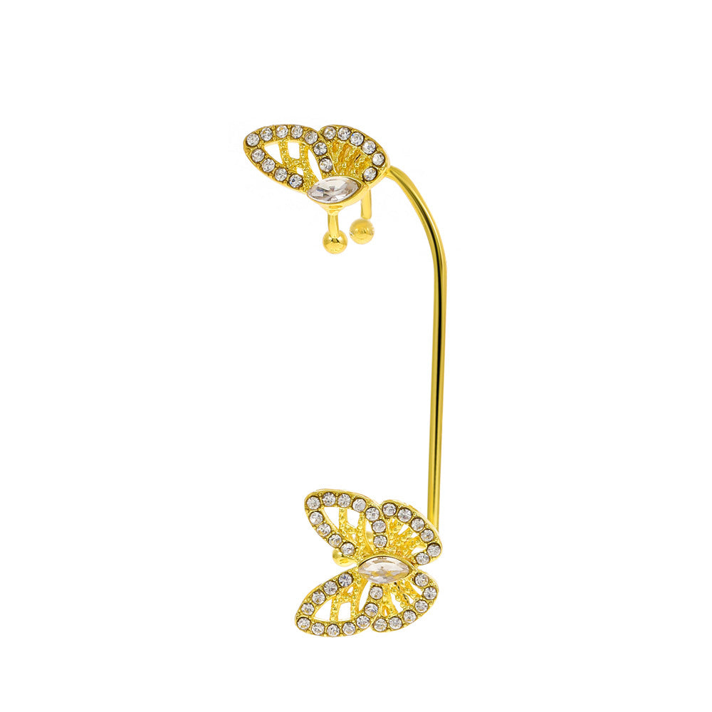 Ins diamond-studded butterfly ear hanger women without ear piercing butterfly ear bone clip fashion niche exaggerated wing ear clip
