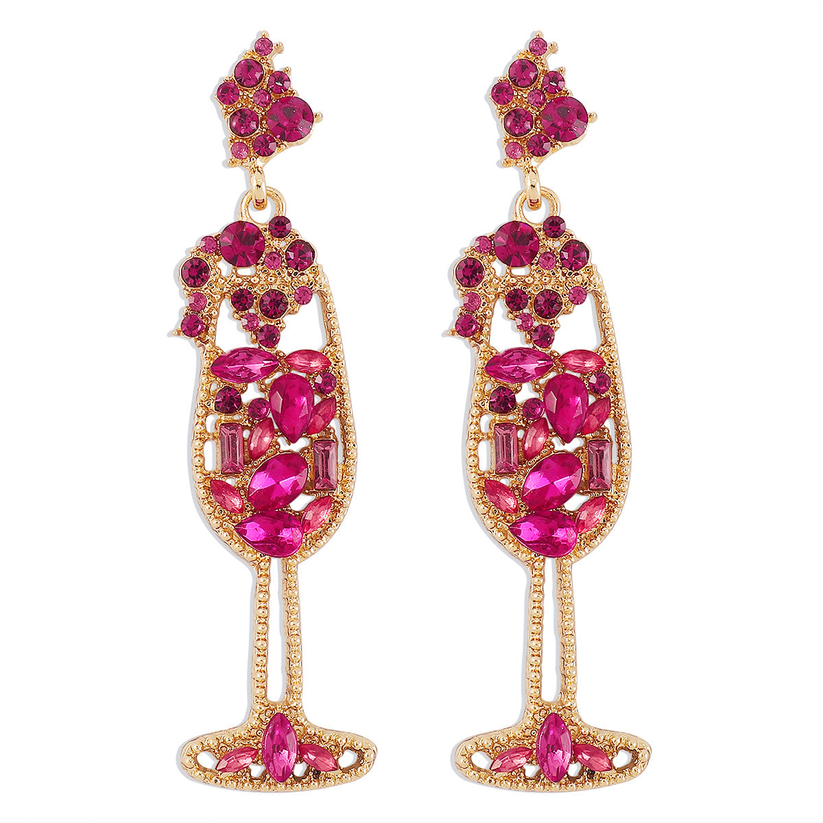 E9513 Fashion Personality Trend Goblet Stud Earrings Creative Design Geometric Diamond Earrings