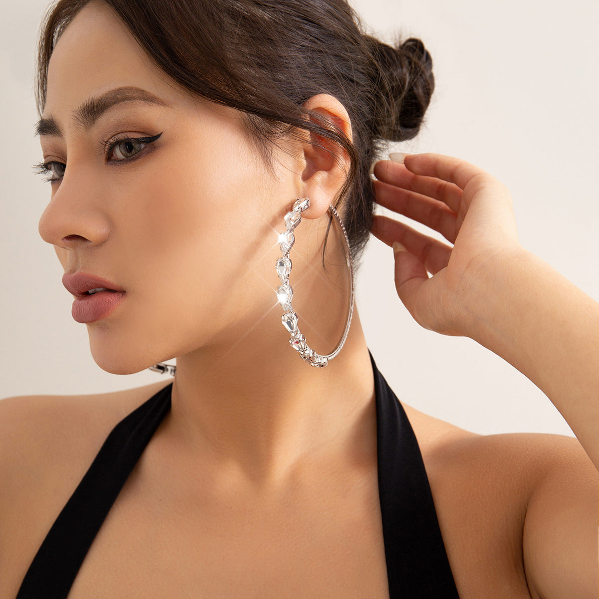 Jewelry personality color drop-shaped diamond earrings female exaggerated geometric ring geometric earrings