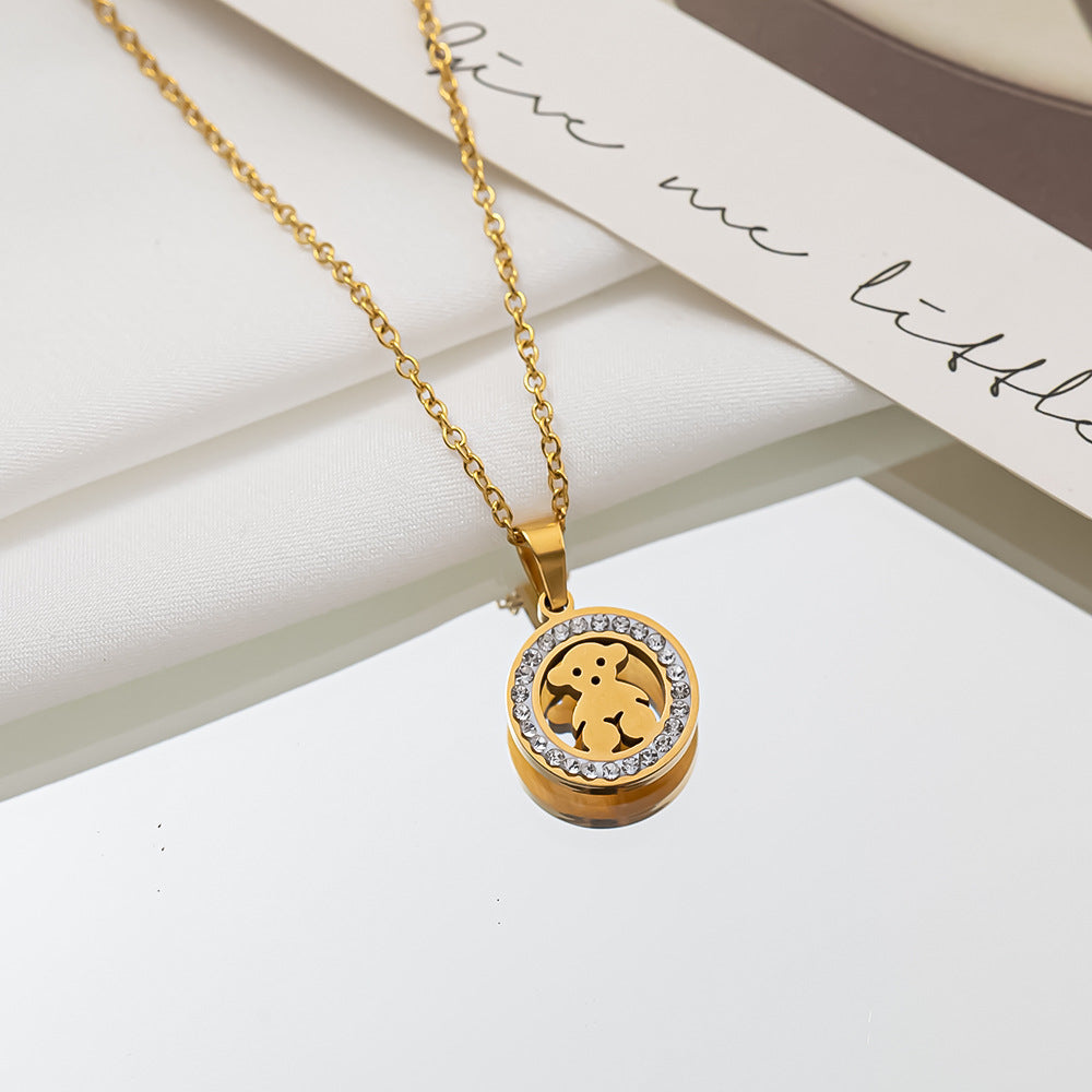Kuaishou live broadcast fashion inlaid zircon four-leaf clover necklace femininity girls high sense creative simplicity