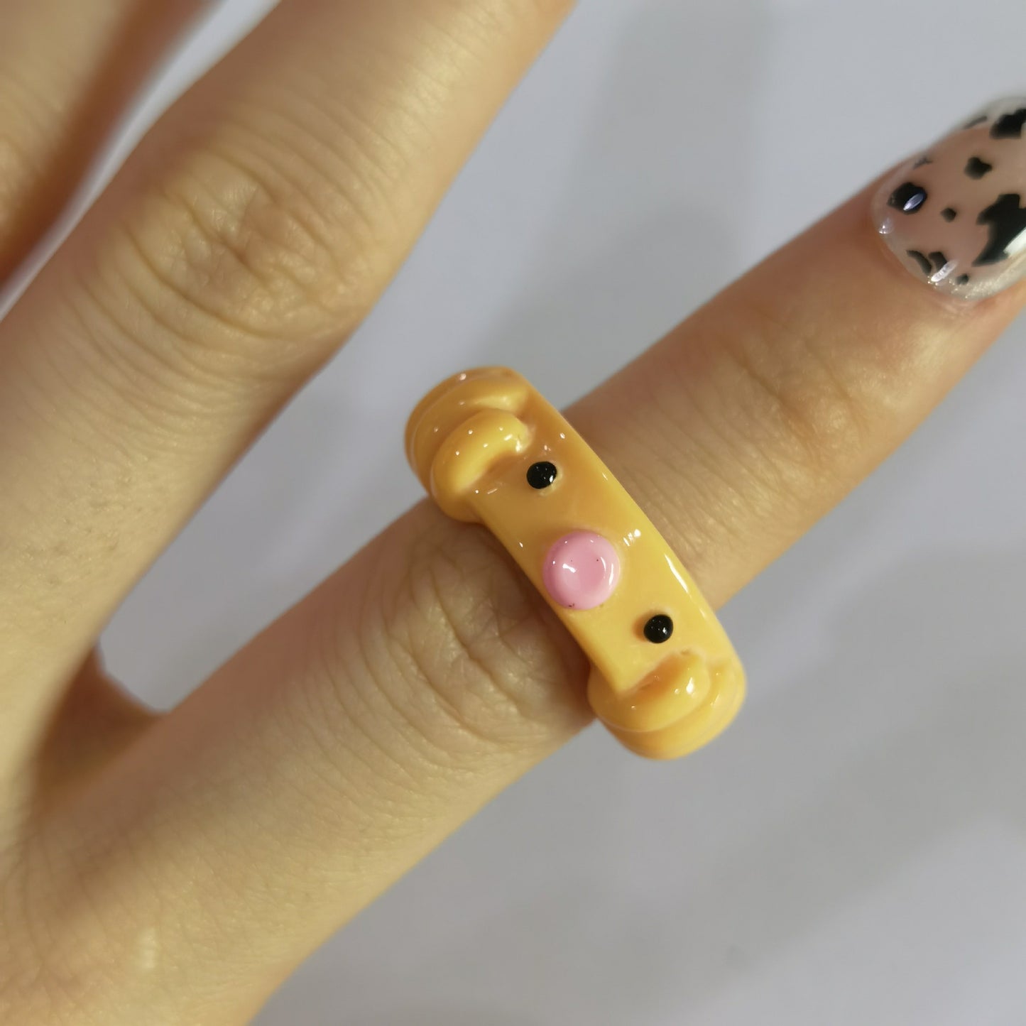 Jewelry simple octopus bear animal resin ring candy color cartoon three-dimensional ring