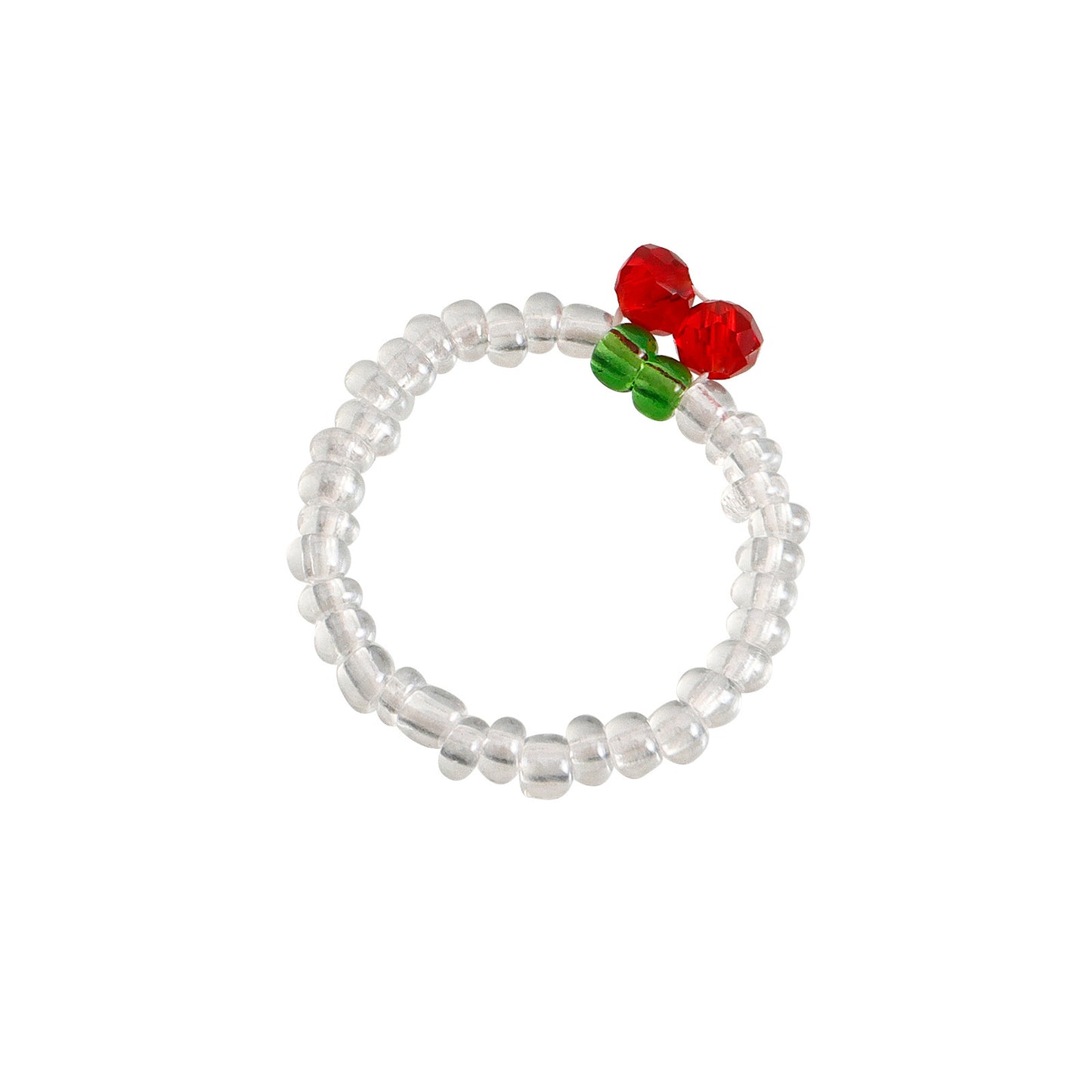 Jewelry Color Small Rice Beads Red Cherry Elastic Rope Ring Female Design Sense Niche Simple Hand Jewelry